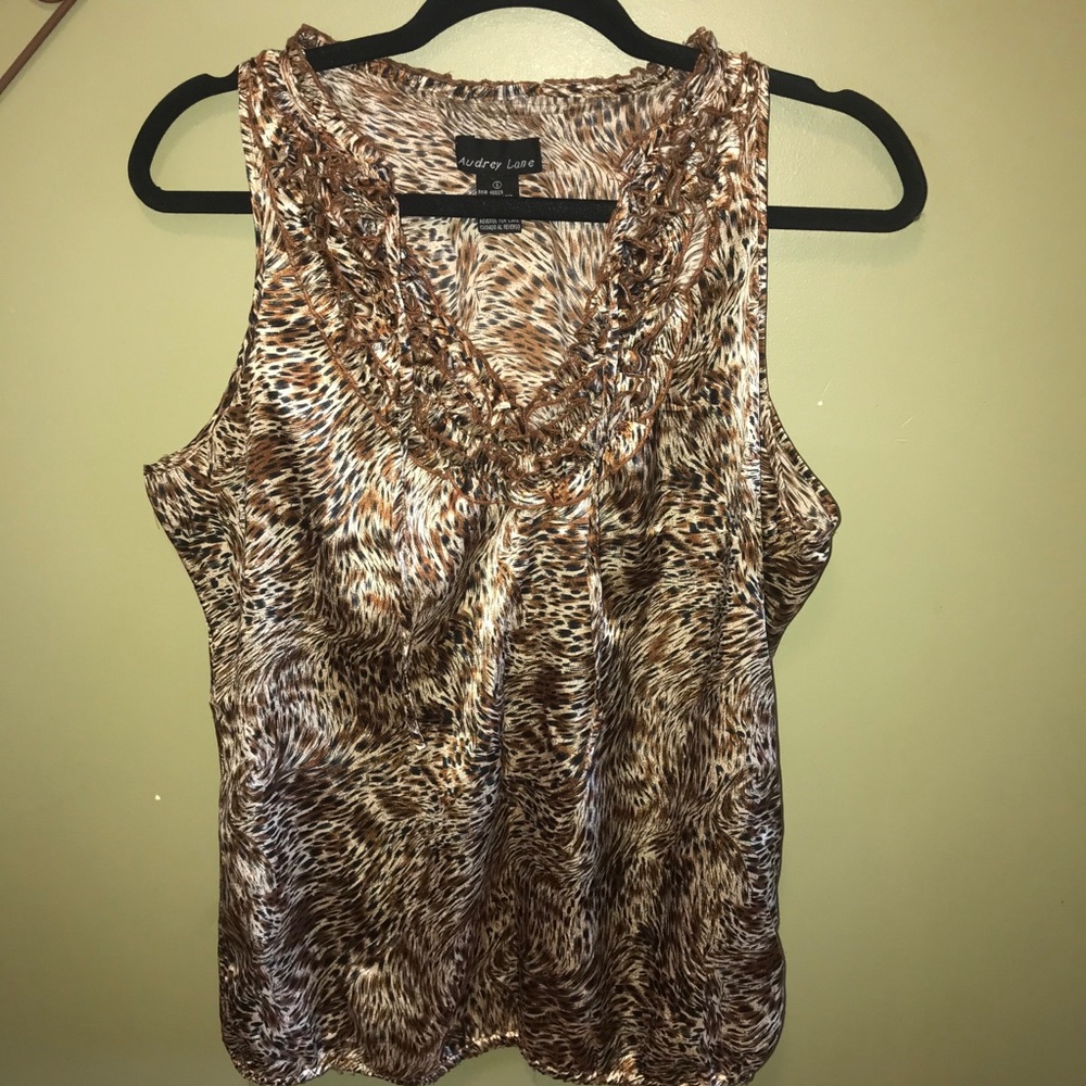 Audrey Lane Cheetah Print Top w/Ruffle accents